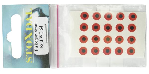 Fish Eyes. Red with black pupil. 4mm, 20-pack.